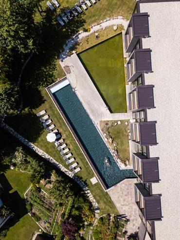 The outdoor pool seen from above